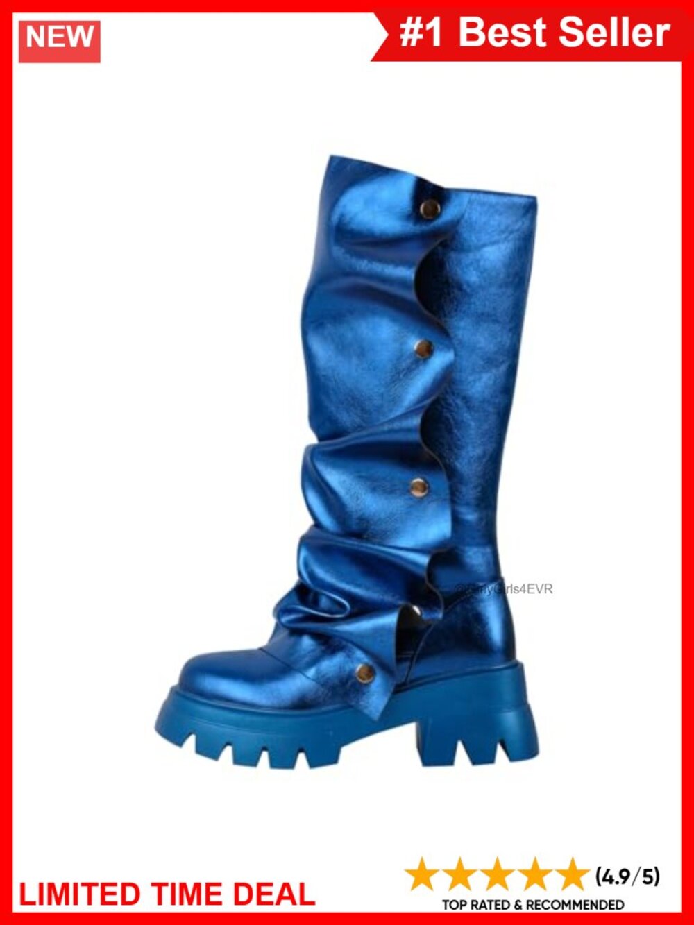 Platform Slouchy Fold Over Mid Calf Boots Block Heel Round Toe Pull On